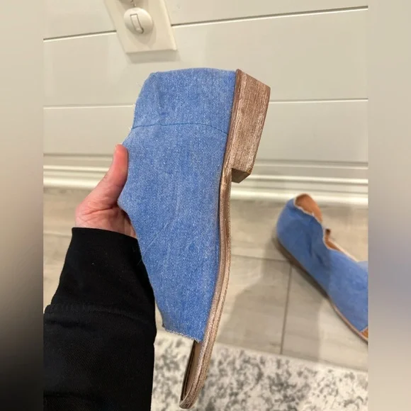 Free People Mont Blank Open Toe Cutout Denim Flats Sandals size 8.5 - Picture 5 of 10